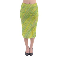 Green And Yellow Van Gogh Pattern Midi Pencil Skirt by Valentinaart