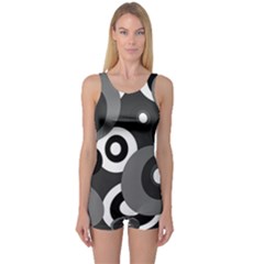 Gray Pattern One Piece Boyleg Swimsuit by Valentinaart