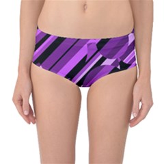 Purple Pattern Mid-waist Bikini Bottoms by Valentinaart