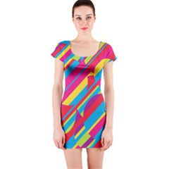 Colorful Summer Pattern Short Sleeve Bodycon Dress by Valentinaart