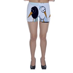 Black And White Birds Skinny Shorts by Valentinaart
