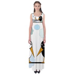 Black And White Birds Empire Waist Maxi Dress by Valentinaart