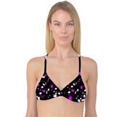 Magenta, Black And White Pattern Reversible Tri Bikini Top by Valentinaart