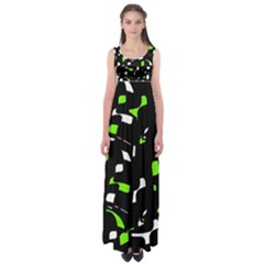 Green, Black And White Pattern Empire Waist Maxi Dress by Valentinaart