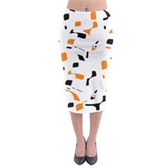 Orange, White And Black Pattern Midi Pencil Skirt by Valentinaart