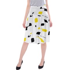 Yellow, Black And White Pattern Midi Beach Skirt by Valentinaart