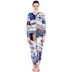 Hillary 2016 Historic Newspaper Collage Onepiece Jumpsuit (ladies)  by blueamerica