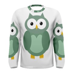 Green Cute Transparent Owl Men s Long Sleeve Tee by Valentinaart