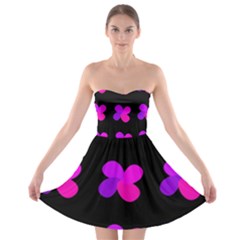Purple Flowers Strapless Dresses by Valentinaart