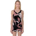 Red, black and white abstraction One Piece Boyleg Swimsuit View1