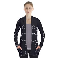 Black And White Bubbles Women s Open Front Pockets Cardigan(p194)