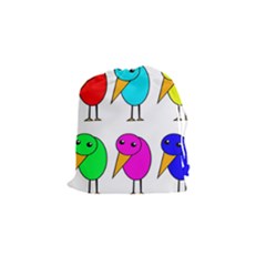 Colorful Birds Drawstring Pouches (small)  by Valentinaart