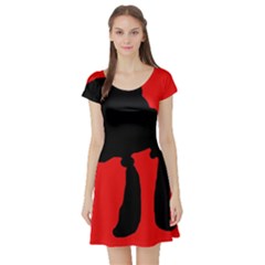 Red And Black Abstraction Short Sleeve Skater Dress by Valentinaart