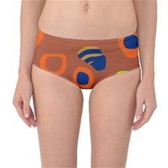 Orange Abstraction Mid-waist Bikini Bottoms by Valentinaart