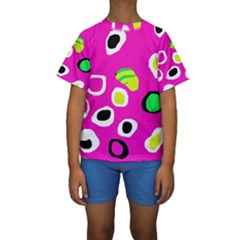 Pink Abstract Pattern Kid s Short Sleeve Swimwear by Valentinaart