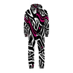 Magenta, Black And White Abstract Art Hooded Jumpsuit (kids) by Valentinaart