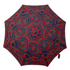 Red And Green Abstract Art Hook Handle Umbrellas (small) by Valentinaart