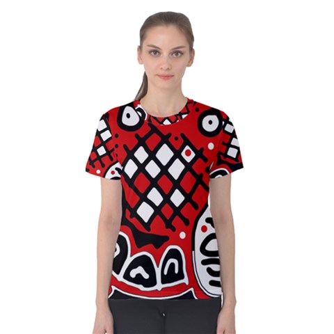 Red High Art Abstraction Women s Cotton Tee by Valentinaart
