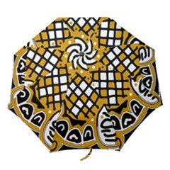 Yellow High Art Abstraction Folding Umbrellas by Valentinaart