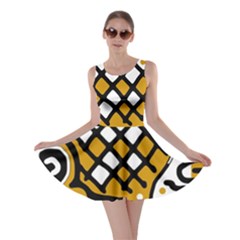Yellow High Art Abstraction Skater Dress by Valentinaart