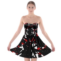 Black, Red And White Chaos Strapless Dresses