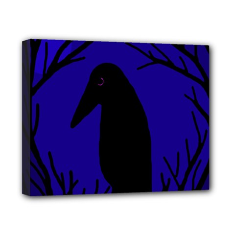 Halloween Raven - Deep Blue Canvas 10  X 8  by Valentinaart