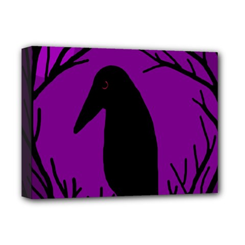 Halloween Raven - Purple Deluxe Canvas 16  X 12   by Valentinaart