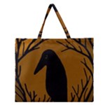Halloween raven - brown Zipper Large Tote Bag