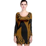 Halloween raven - brown Long Sleeve Velvet Bodycon Dress