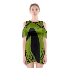 Halloween Raven - Green Cutout Shoulder Dress by Valentinaart