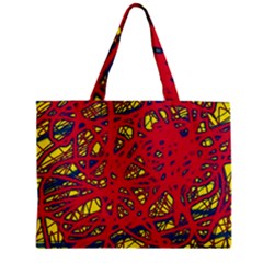 Yellow And Red Neon Design Zipper Mini Tote Bag by Valentinaart