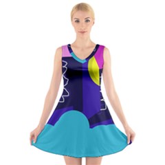 Walking On The Clouds  V-neck Sleeveless Skater Dress by Valentinaart