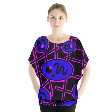 Blue And Magenta Abstraction Blouse by Valentinaart