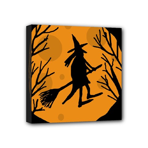 Halloween Witch - Orange Moon Mini Canvas 4  X 4  by Valentinaart
