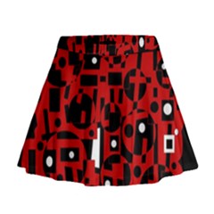 Red Mini Flare Skirt by Valentinaart