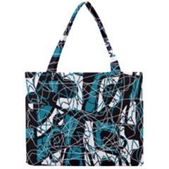 Blue, Black And White Abstract Art Mini Tote Bag by Valentinaart