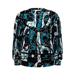 Blue, Black And White Abstract Art Women s Sweatshirt by Valentinaart