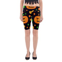 Halloween Pumpkin Yoga Cropped Leggings by Valentinaart