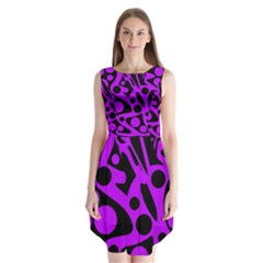 Purple And Black Abstract Decor Sleeveless Chiffon Dress   by Valentinaart