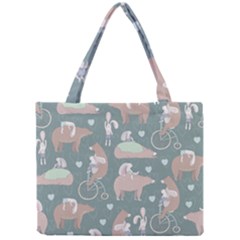 Bear Ruding Unicycle Unique Pop Art All Over Print Mini Tote Bag