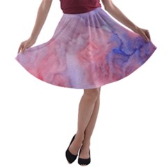 Galaxy Cotton Candy Pink And Blue Watercolor  A-line Skater Skirt by CraftyLittleNodes