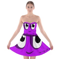 Halloween - Purple Frankenstein Strapless Dresses
