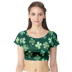 Lucky Shamrocks Short Sleeve Crop Top (tight Fit) by BubbSnugg