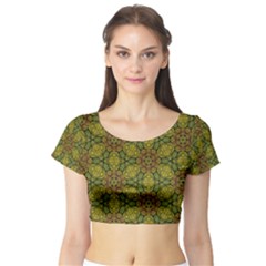 Camo Abstract Shell Pattern Short Sleeve Crop Top (tight Fit) by TanyaDraws