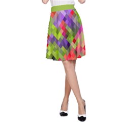 Colorful Mosaic A-line Skirt by DanaeStudio