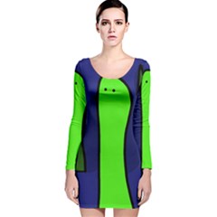 Green Snakes Long Sleeve Velvet Bodycon Dress by Valentinaart