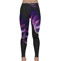 Pink And Purple Bubbles Yoga Leggings  by traceyleeartdesigns