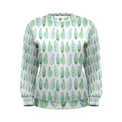 Green Watercolour Leaves Pattern Women s Sweatshirt by TanyaDraws