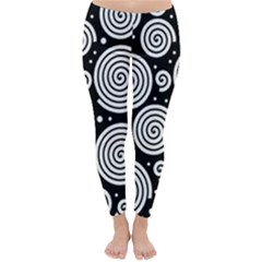 Black And White Hypnoses Winter Leggings  by Valentinaart