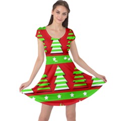 Christmas Trees Pattern Cap Sleeve Dresses by Valentinaart